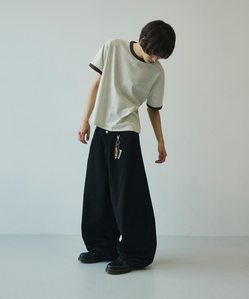 SIGNATURE Summer Wide Curved Dart Cotton Pants [Black]