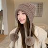 Wool Hat Women's Winter Plush Thickened Hairball Ear Protection Warm Hat Cold-proof Knitted Hat