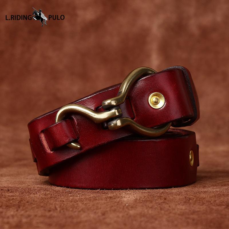 Утолщенный ремень из коровьей кожи растительного дубления, мужской, из натуральной кожи, с медным крючком, в стиле ретро, для брюк, трендовый