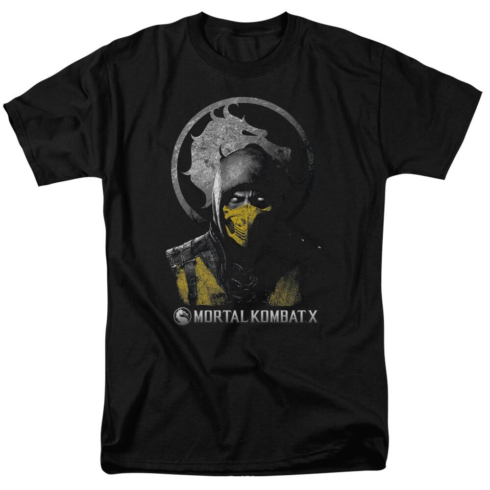 Футболка с бюстом Скорпиона из Mortal Kombat X Лицензированная Комикс Видеоигра Черная