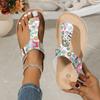 Ladies Shoes  Flip Flops Women's Slippers Outdoor Casual Slippers Women Print Round Toe Flat with Plus Size Buckle Sandals