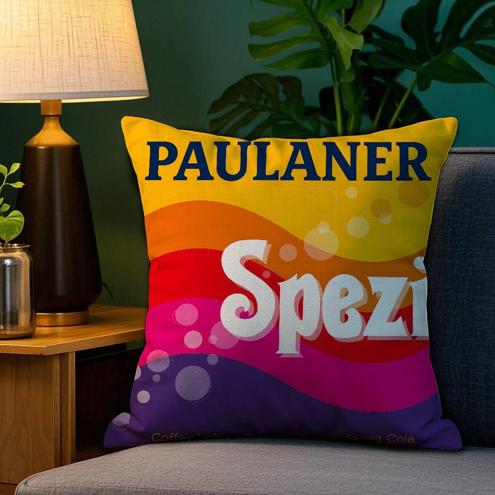 P-Paulaner Spezi Логотип Наволочка Диван Гостиная Спальня Двусторонняя Печать Квадратная Подушка Подушка для Сна