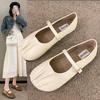 Shallow Mouth Square Head Pleated Head Single Shoes Spring and Summer New National Style Grandma Shoes Versatile Flat Heel Soft Sole Doudou Shoes