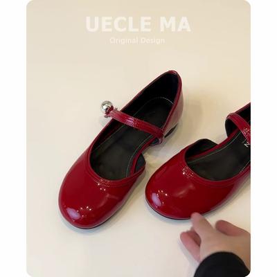 Туфли женские из воловьей кожи с неглубоким горлом, кожаные туфли на плоской подошве, весна-лето, новые красные туфли с пустыми боками и юбкой, туфли Мэри Джейн