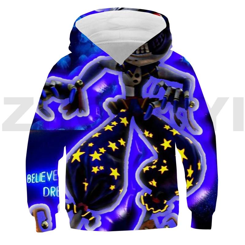 3D-печатная игра Fnaf Sundrop Moondrop аниме-толстовка с капюшоном для детей, уличная одежда для малышей, с длинным рукавом, свободные свитера для мальчиков, одежда