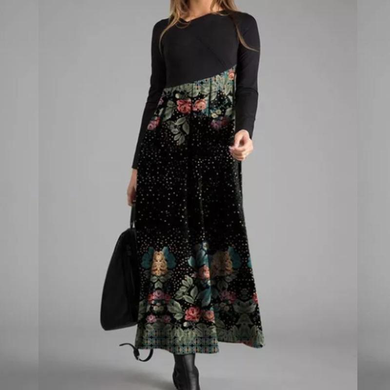 Autumn And Winter Women's Dresses Casual Long Sleeves Long Bohemian Printed Dress Women Clothes