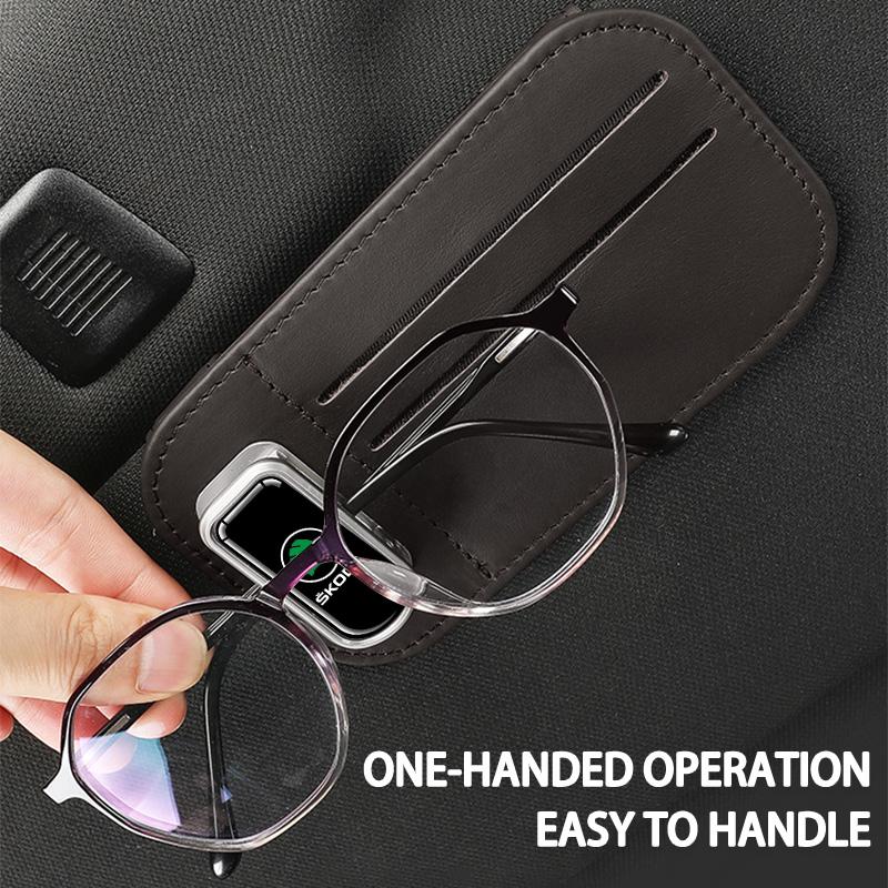 Multi-functional Car Sun Visor Organizer Card Glasses Holder For Skoda Roomster Citigo Enyaq VisionS Derivative Yeti Scala FP1