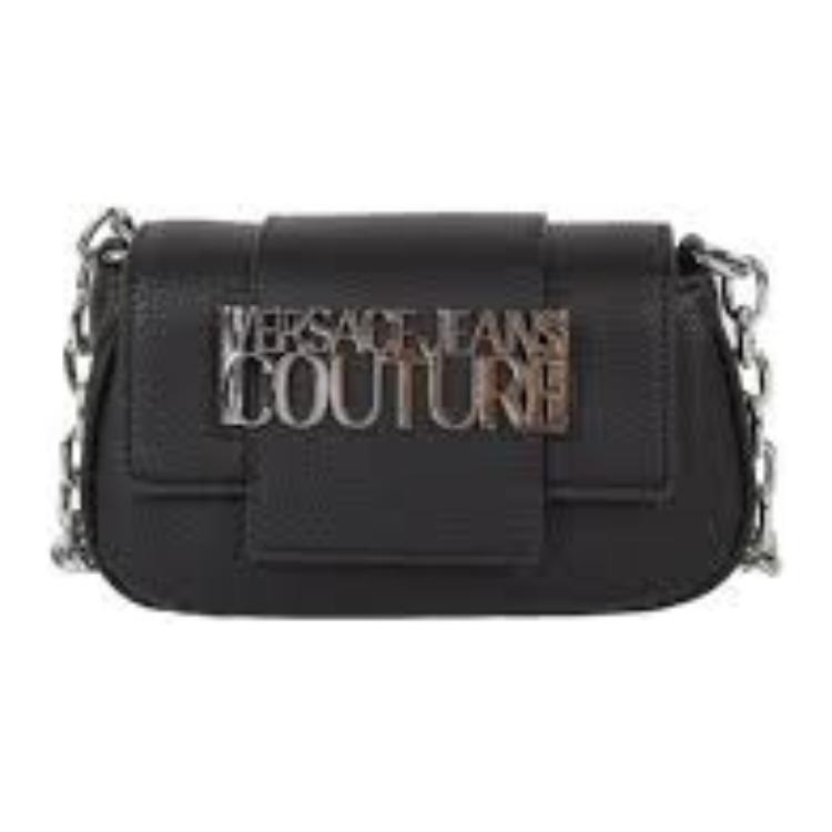 Versace Jeans Couture Сумка-тоут на плечо с цепочкой и логотипом, клапаном, женская, черная 75VA4BB2ZS413899
