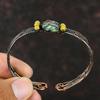 Браслет-манжета с серафинитом Браслет из желтых коралловых бусин Ювелирные изделия из медной проволоки Регулируемый браслет из драгоценных камней Медный браслет-манжета ручной работы