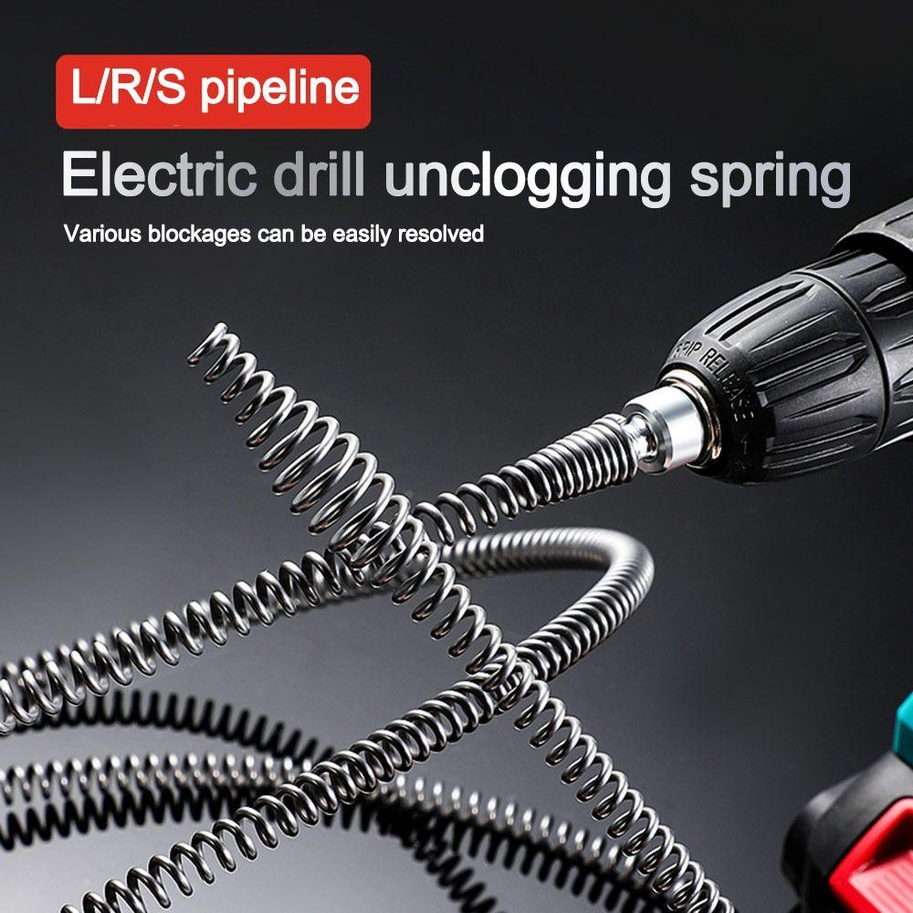 1-5м Электрическая дрель Пружина для прочистки канализации Утолщенный очиститель раковины для кухни, ванной комнаты, сантехники