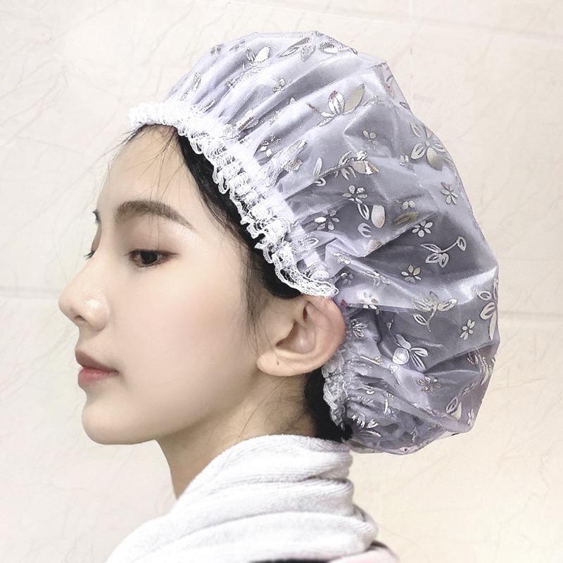 Bathroom Waterproof Shower Cap Kitchen Oil-proof Sanitary Hat Women Hair Salon Bathroom Supplies Thicken Elastic Bath Hat Cute