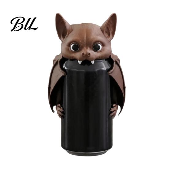 Camping Beer Can Toppers 3D Printed Bat Cover, Reusable Soda Protector Lid, Cute Animal Practical Stocking Stuffers for Coworkers Drink Dust