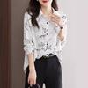 Ранняя весна Нишевый топ женская весенняя одежда дизайн в западном стиле принтованная рубашка свободная повседневная шифоновая рубашка