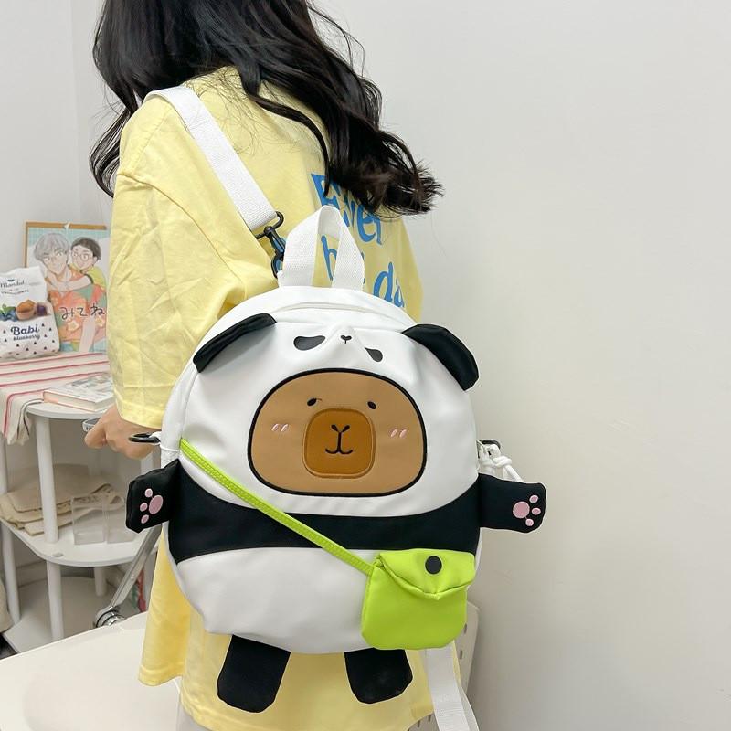 Панда Мультяшный Капибара Рюкзак Студенческая Милая Сумка Множество Отделений для Хранения