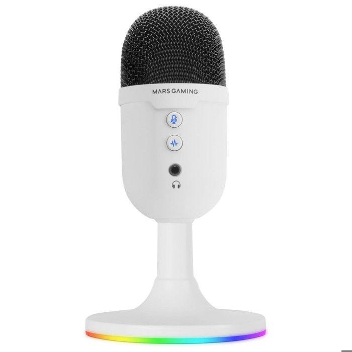 Microphone - mars gaming - mmic-cx - haute définition 196khz/24 bits - réduction bruit enc - design compact argb
