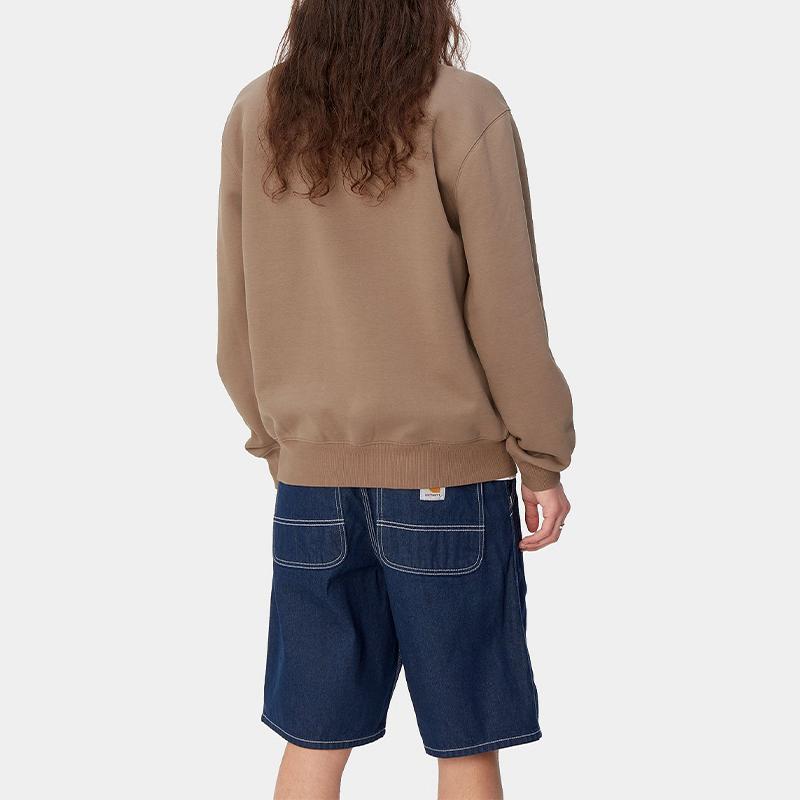 Carhartt WIP Мужская толстовка Carhartt с буквенным принтом и логотипом, с круглым вырезом, длинным рукавом, цвет Хаки I030546-24E-XX
