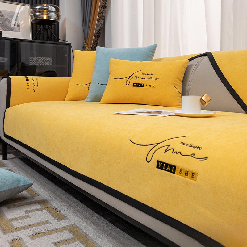 Modern Minimalist Chenille Sofa Cushion Four Seasons Universal Heavy Weight Cover Cloth Non-Slip Sofa Cover Advanced Cushion