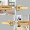 Brushed Gold Door Handles, Heavy Duty Keyless Privacy Door Lever, Reversible Square Door Handle Without Keys for Bedroom Bathroom Door, Satin Brass