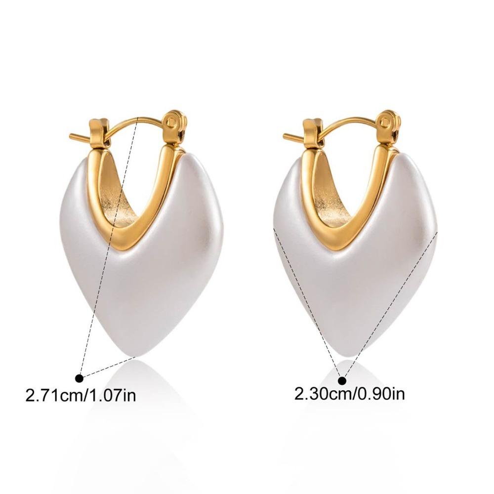 Stainless Steel Hoop Earrings Gold Color Huggie Earrings Vintage Resin Pearl Earrings Gift