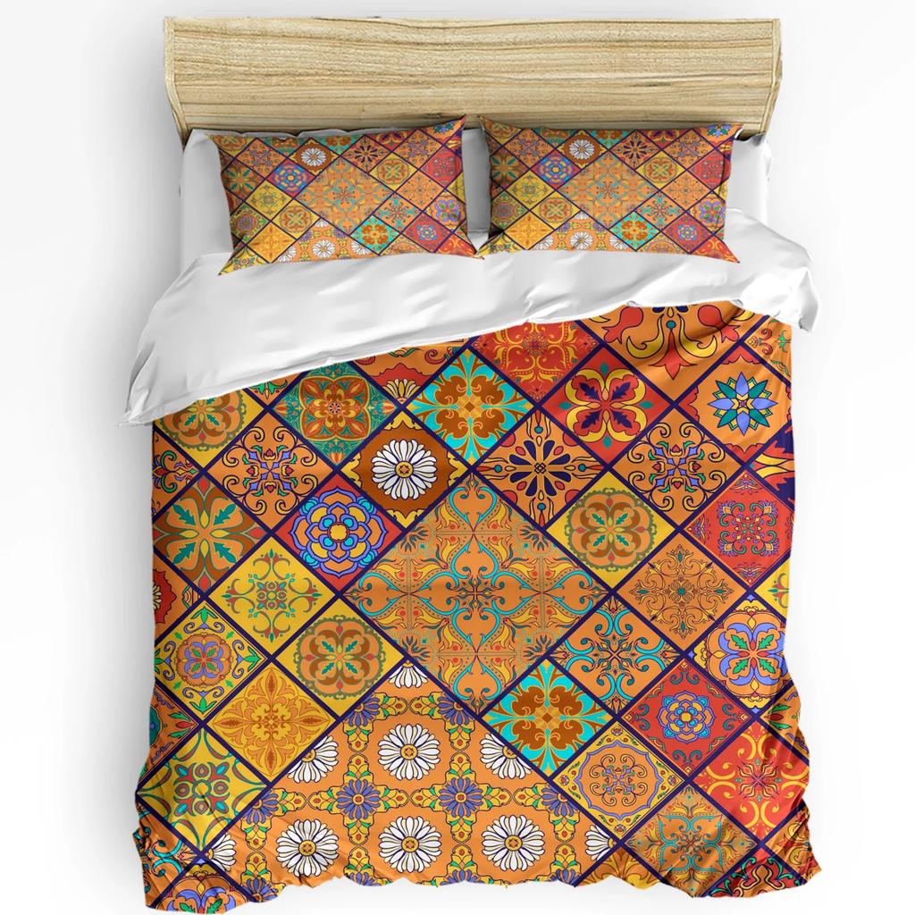 Moroccan Tiles Colorful Arabesque 3pcs Bedding Set For Bedroom Double Bed Home Textile Duvet Cover Quilt Cover Pillowcase