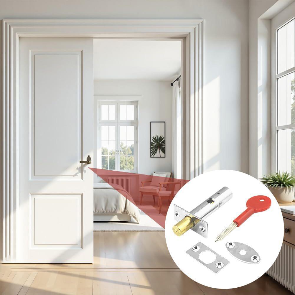 Internal Door Lock with Star Key 1 Piece Stainless Steel Anti-Theft Bolt Lock for Residential and Commercial Use