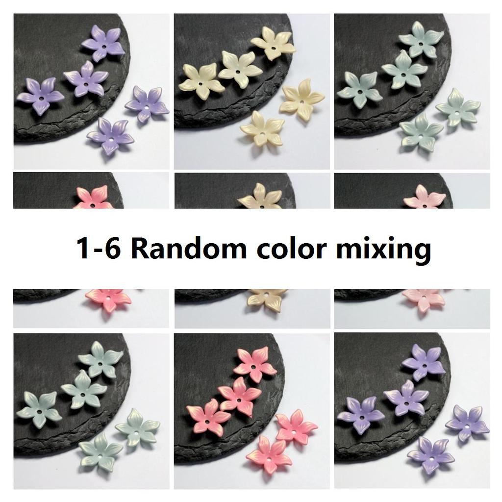 50pcs 22mm Acrylic Pearlescent Flower Beads Five Petal Flower Beads DIY Handmade Material