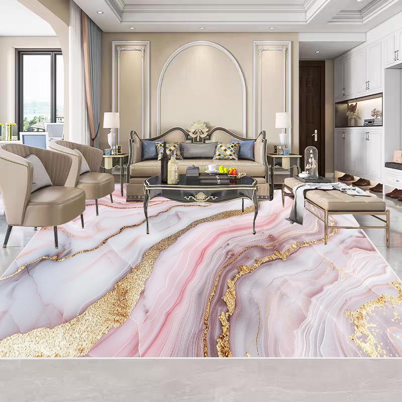 Modern Home Pink Carpets Living Room Decoration Marble Carpet Light Luxury Sofa Area Foot Mat Bedroom Bedside Cloakroom Soft Rug