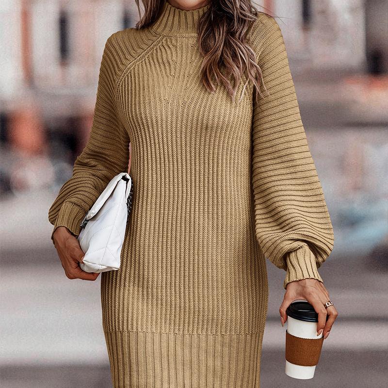 Свитер юбка женский французский повседневный ретро тонкий длинный свитер осень и зима женское трикотажное платье с пальто