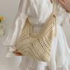 New Large-capacity Leisure Triangle Hollow Woven Bag Pastoral Art Shoulder Bag Vacation Versatile Women's Bag Wholesale