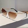 Солнцезащитные очки 'кошачий глаз' без оправы женские новые стильные винтажные градиентные повседневные оттенки модный дизайн люксового бренда солнцезащитные очки
