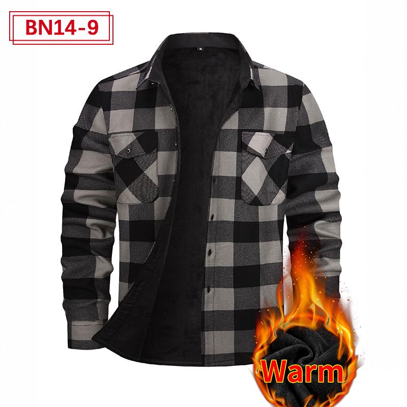 Мужская европейская и американская рубашка Plus Velvet Thick warm с длинным рукавом: Осень зима