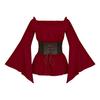 Женский топ с корсетом, средневековый пиратский блузка с открытыми плечами, нестандартные расклешенные рукава, лепестковый подол, костюм для косплея на фестивале