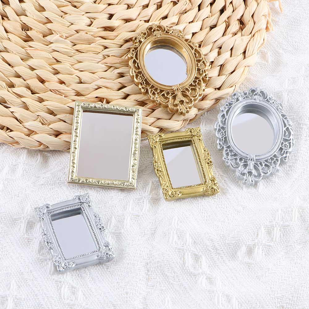 European Frame 1/12 Tiny Mini Victorian Dollhouse Mirror Miniature Ornament Furniture