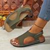 Large Size Velcro Platform Sandals Women's Sewing Line Breathable Hollow Wedge Heel Beach Sandals