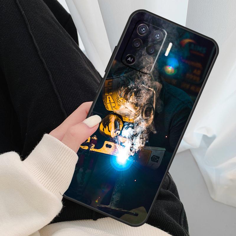 Welder Welding Hot Metal Worker Case For Oppo A17 A57 A77 A40 A78 A54 A74 A94 A76 A16 A96 A18 A60 A80 A38 A58 A98 A15 A5 Pro