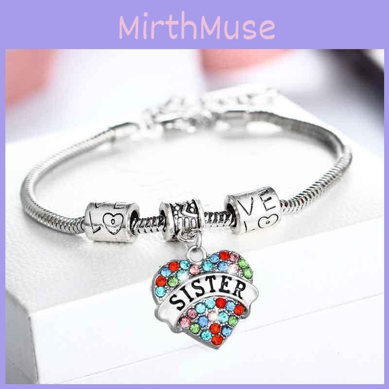 Члены семьи Инкрустированный красочными стразами Браслет в виде сердца любви Подарок для семьи**