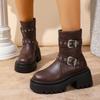 Женские ботильоны на массивной подошве, ботинки-комбаты на молнии и с боковой молнией, зимние ботильоны на флисовой подкладке, универсальные кожаные ботинки, платформа 65