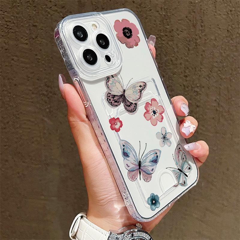 Силиконовый чехол-карман для карт для Tecno Spark 10 Infinix Note 30 Oppo A60 A3 A5 Pro Samsung A06 A16 A36 A56 Обложка Прозрачный бампер для телефона