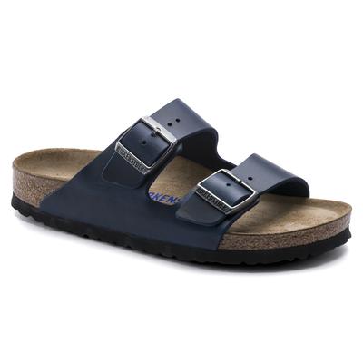 Шлепанцы женские/мужские Arizona Soft Footbed Маслостойкая кожа Regular Синие для широкой стопы масляная кожа (1013643)