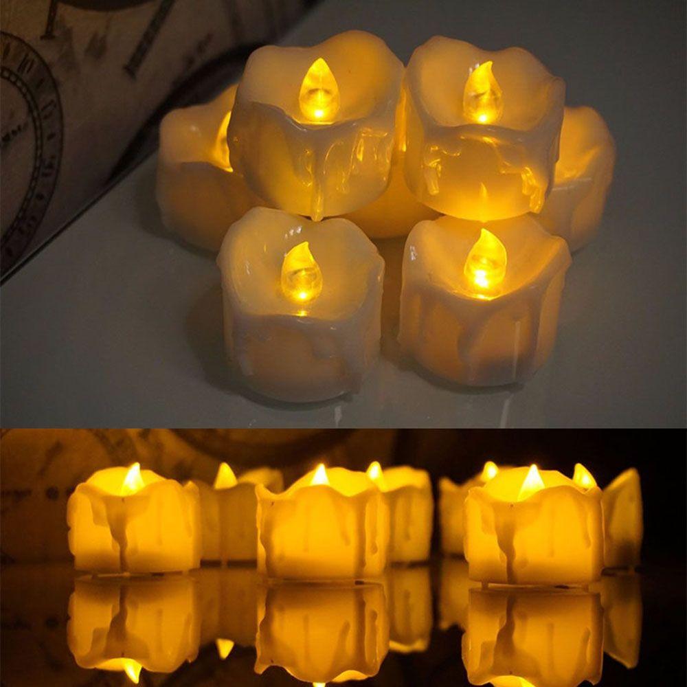 Для Рождества Хэллоуина беспламенные электрические свечи светодиодные чайные свечи желтые мерцающие свечи на батарейках