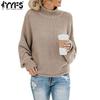 Women's Fashion Casual Fall Winter Solid Color Print Long Sleeve High Neck Sweaters