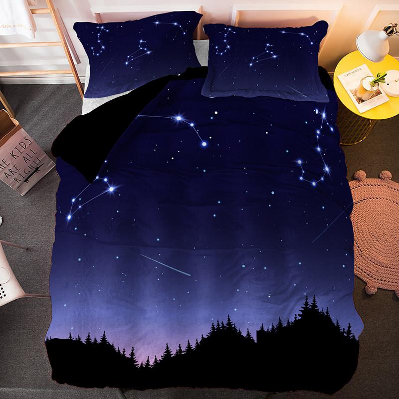 Пододеяльник с изображением метеорита и звезд, комплект постельного белья, ночное небо, сияющие звезды, покрывало для детей и подростков, для взрослых, полиэстер, пододеяльник размера King Size
