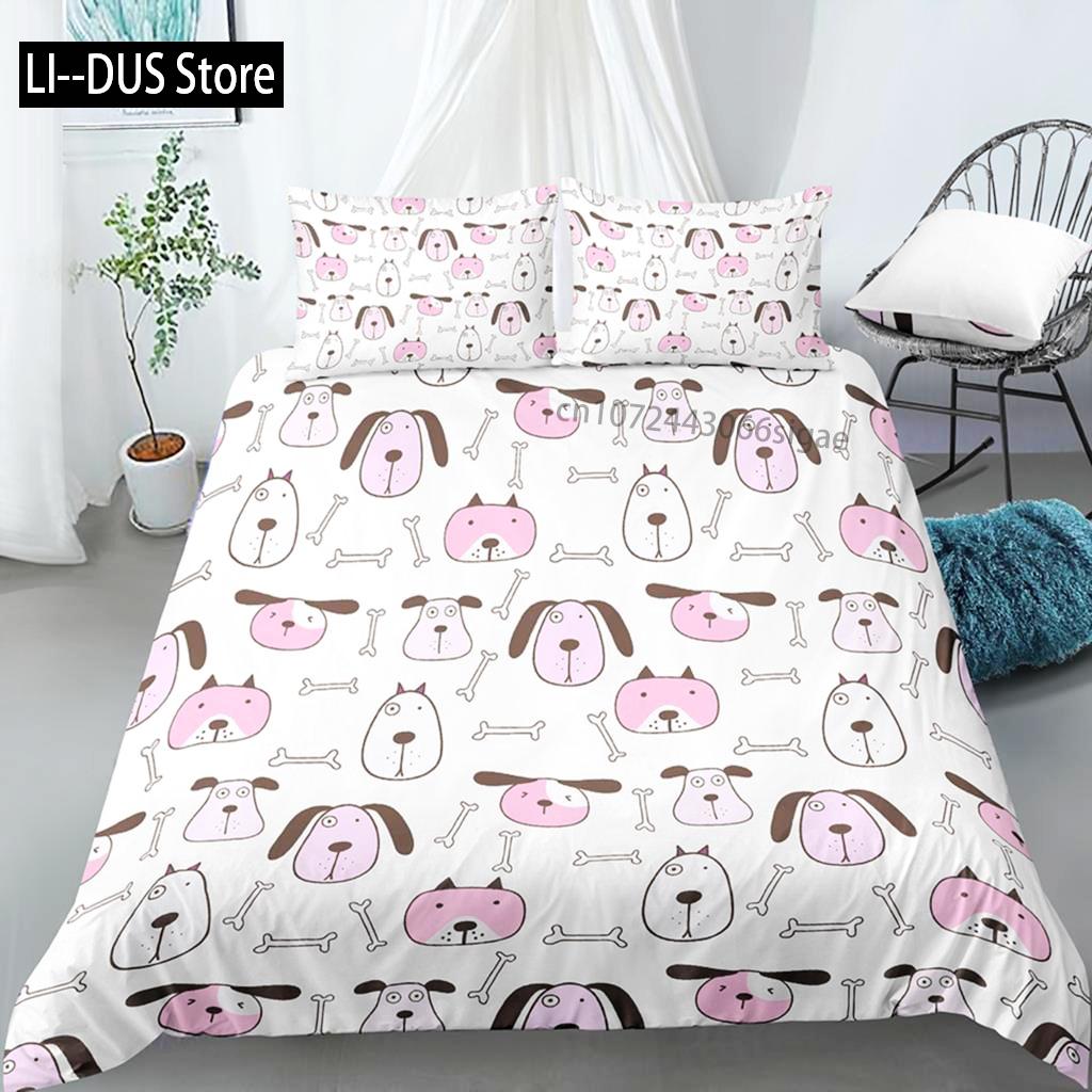 Comforter Cartoon Dog Bedding Sets Cute Pug Home Pet With Pillow Case For Family Home Bedroom Decor Women Children Kids Teen