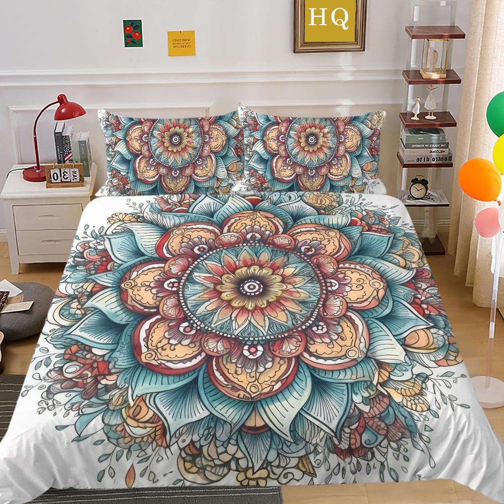 Комплекты постельного белья, красивый пододеяльник с изображением мандалы, мягкий полный двойной размер для женщин, комплект постельного белья высокого качества, домашнее постельное белье
