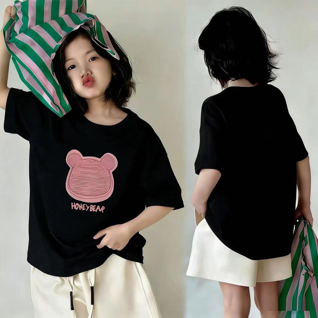 Girls Summer Cotton White Short Sleeve T Shirt Breathable Round Neck Top For Kids
