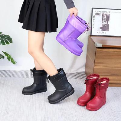 Зимние женские ботинки для снега 2024 года, европейская и американская мода, новые водонепроницаемые плюшевые теплые высокие хлопковые ботинки из ЭВА, рабочая обувь