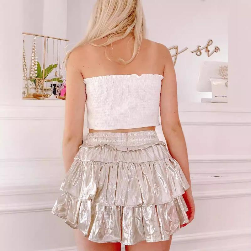 Однотонная юбка Юбка с баской Женская юбка