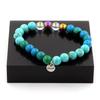 Stones and Minerals. Chrysocolla + Turquoise + Titanium Quartz + Hematite Pearl Bracelet Made In France.