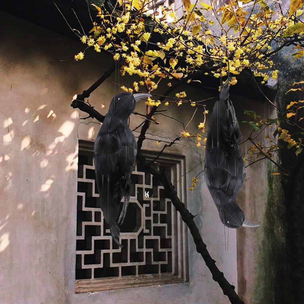 Подвесная фигура вороны, реалистичный декор на День всех святых для подоконника, стола, письменного стола, книжной полки, 32 см Д x 10 см Ш