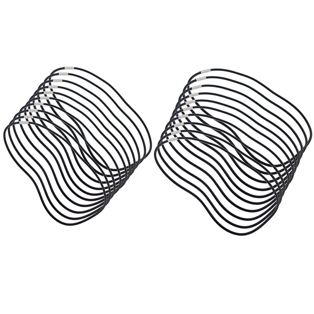 20 Pieces 3mm Black Rubber Cord Rope Necklace Chain with Copper Plug Clasp